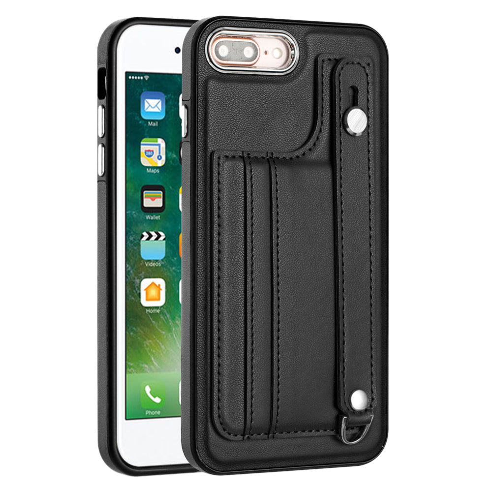 For iPhone 6 Plus / 6s Plus / 7 Plus / 8 Plus 5.5 inch Case YB Leather Coating Series-5 Kickstand TPU Phone Cover with Card Slots