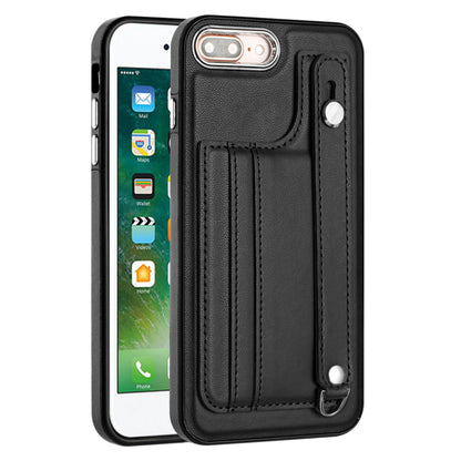 For iPhone 6 Plus / 6s Plus / 7 Plus / 8 Plus 5.5 inch Case YB Leather Coating Series-5 Kickstand TPU Phone Cover with Card Slots