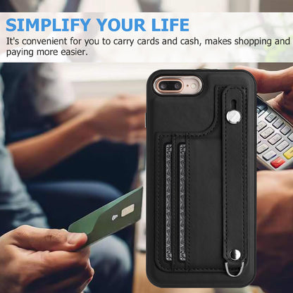 For iPhone 6 Plus / 6s Plus / 7 Plus / 8 Plus 5.5 inch Case YB Leather Coating Series-5 Kickstand TPU Phone Cover with Card Slots
