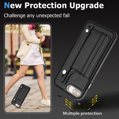 For iPhone 6 Plus / 6s Plus / 7 Plus / 8 Plus 5.5 inch Case YB Leather Coating Series-5 Kickstand TPU Phone Cover with Card Slots