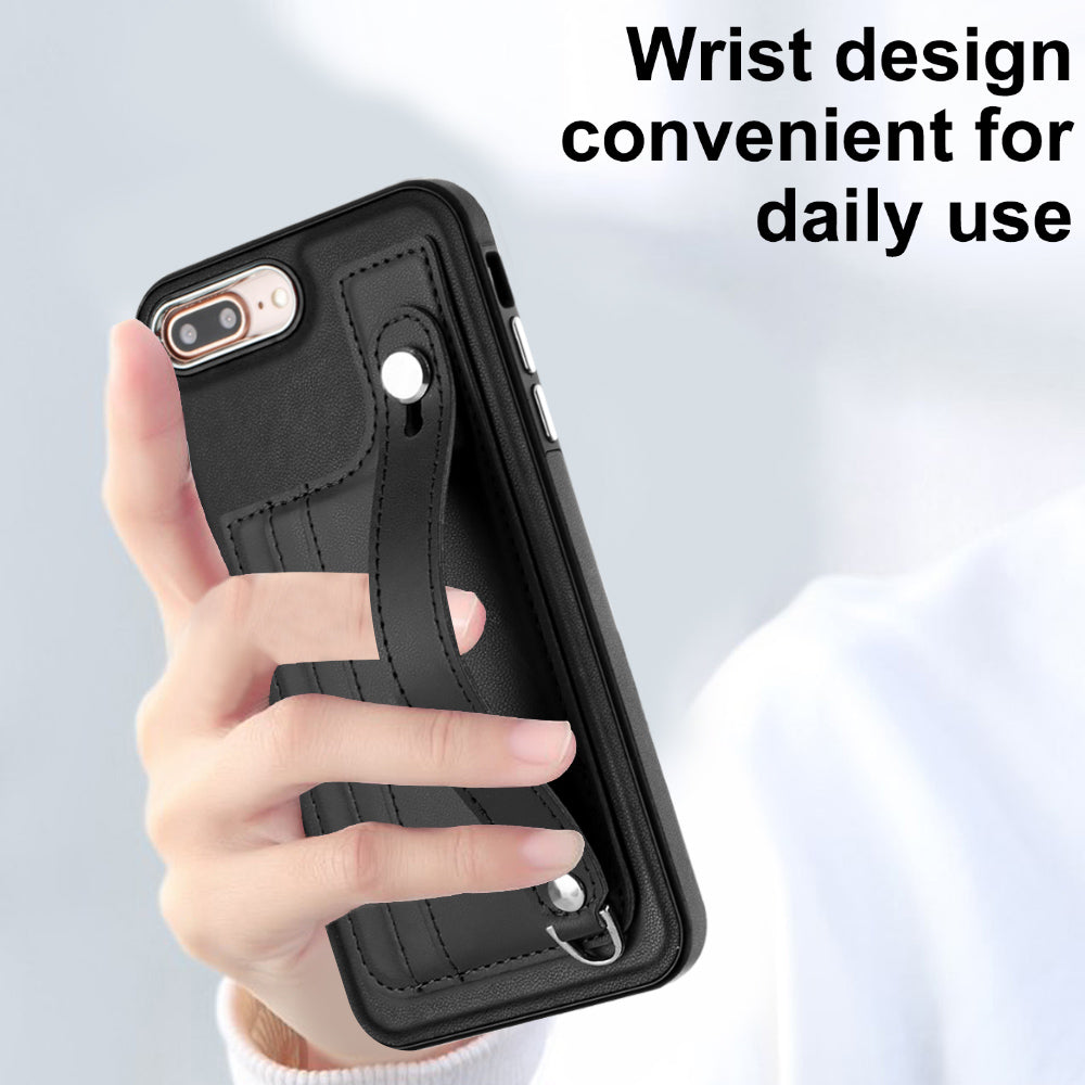 For iPhone 6 Plus / 6s Plus / 7 Plus / 8 Plus 5.5 inch Case YB Leather Coating Series-5 Kickstand TPU Phone Cover with Card Slots