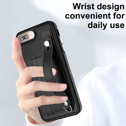 For iPhone 6 Plus / 6s Plus / 7 Plus / 8 Plus 5.5 inch Case YB Leather Coating Series-5 Kickstand TPU Phone Cover with Card Slots