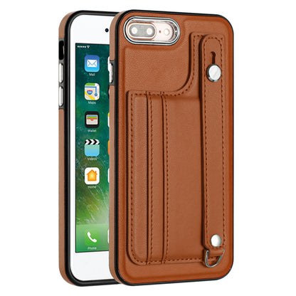 For iPhone 6 Plus / 6s Plus / 7 Plus / 8 Plus 5.5 inch Case YB Leather Coating Series-5 Kickstand TPU Phone Cover with Card Slots