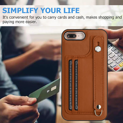 For iPhone 6 Plus / 6s Plus / 7 Plus / 8 Plus 5.5 inch Case YB Leather Coating Series-5 Kickstand TPU Phone Cover with Card Slots