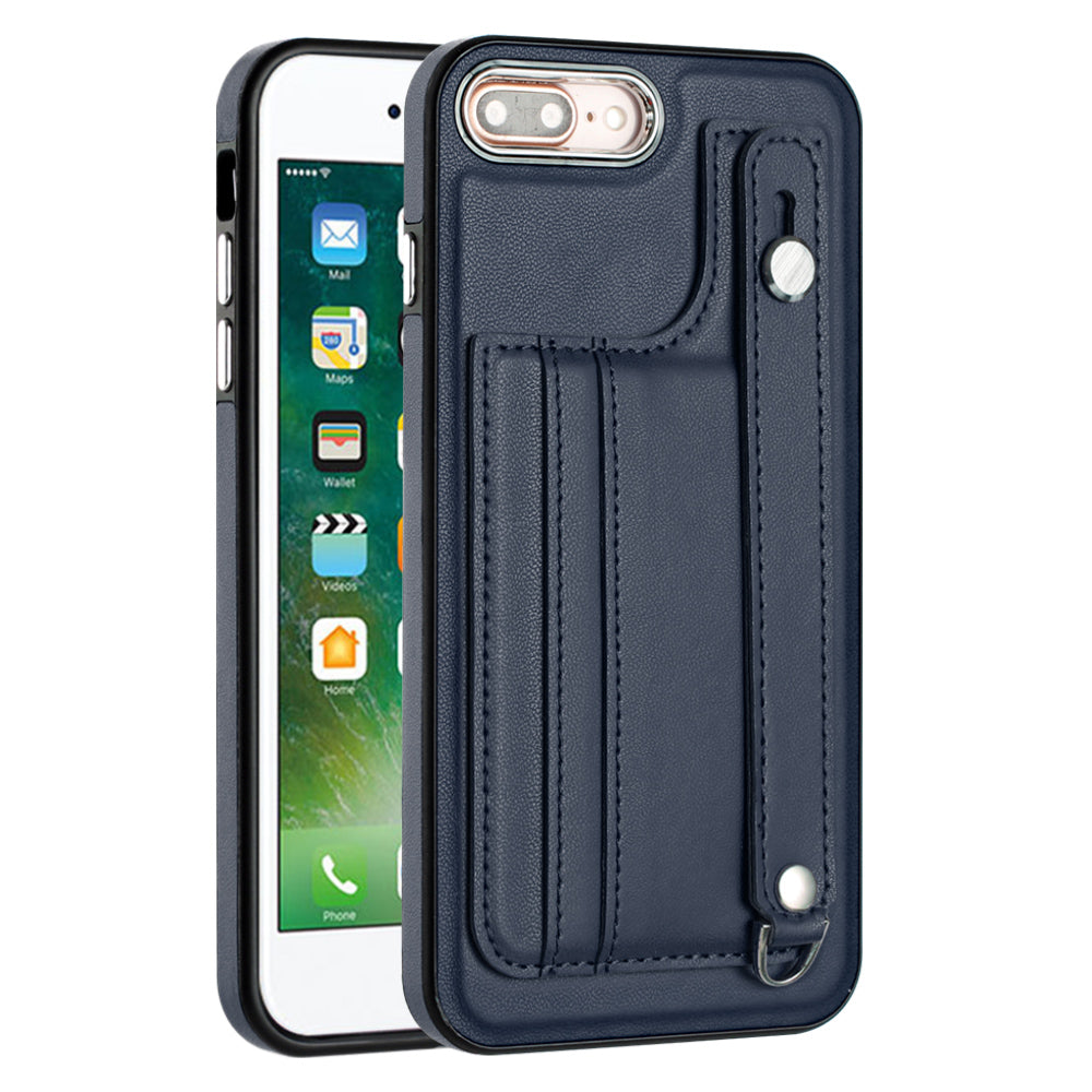 For iPhone 6 Plus / 6s Plus / 7 Plus / 8 Plus 5.5 inch Case YB Leather Coating Series-5 Kickstand TPU Phone Cover with Card Slots
