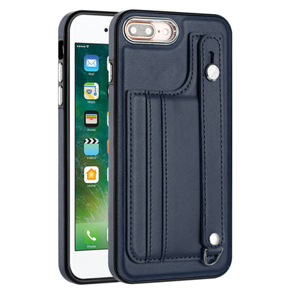 For iPhone 6 Plus / 6s Plus / 7 Plus / 8 Plus 5.5 inch Case YB Leather Coating Series-5 Kickstand TPU Phone Cover with Card Slots