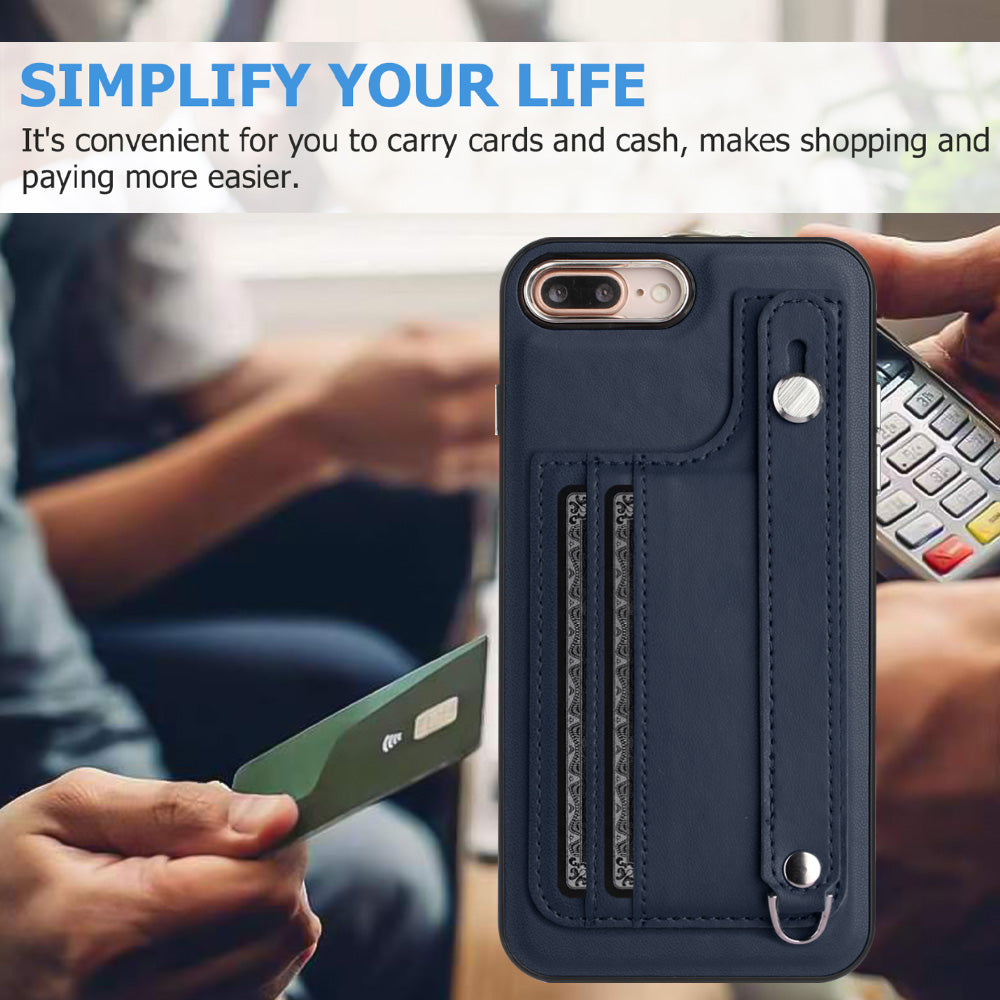 For iPhone 6 Plus / 6s Plus / 7 Plus / 8 Plus 5.5 inch Case YB Leather Coating Series-5 Kickstand TPU Phone Cover with Card Slots