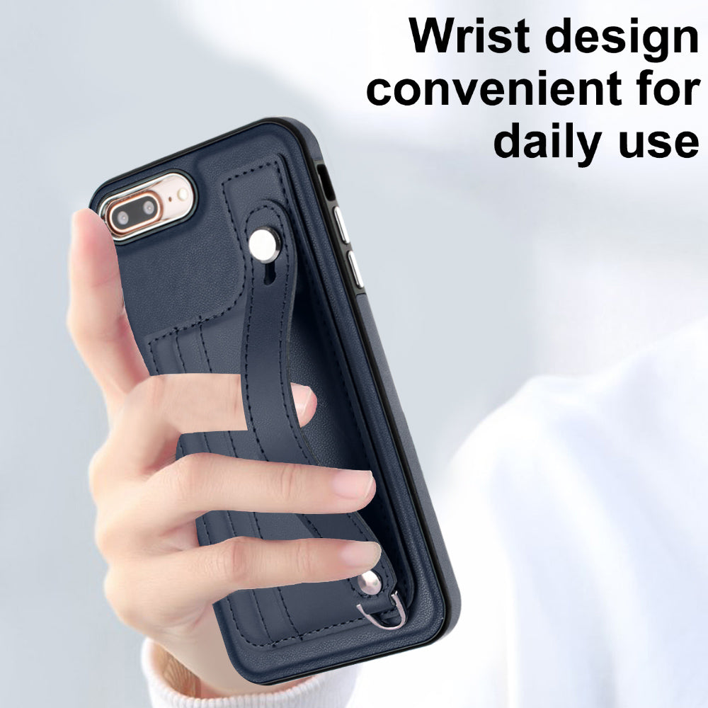 For iPhone 6 Plus / 6s Plus / 7 Plus / 8 Plus 5.5 inch Case YB Leather Coating Series-5 Kickstand TPU Phone Cover with Card Slots