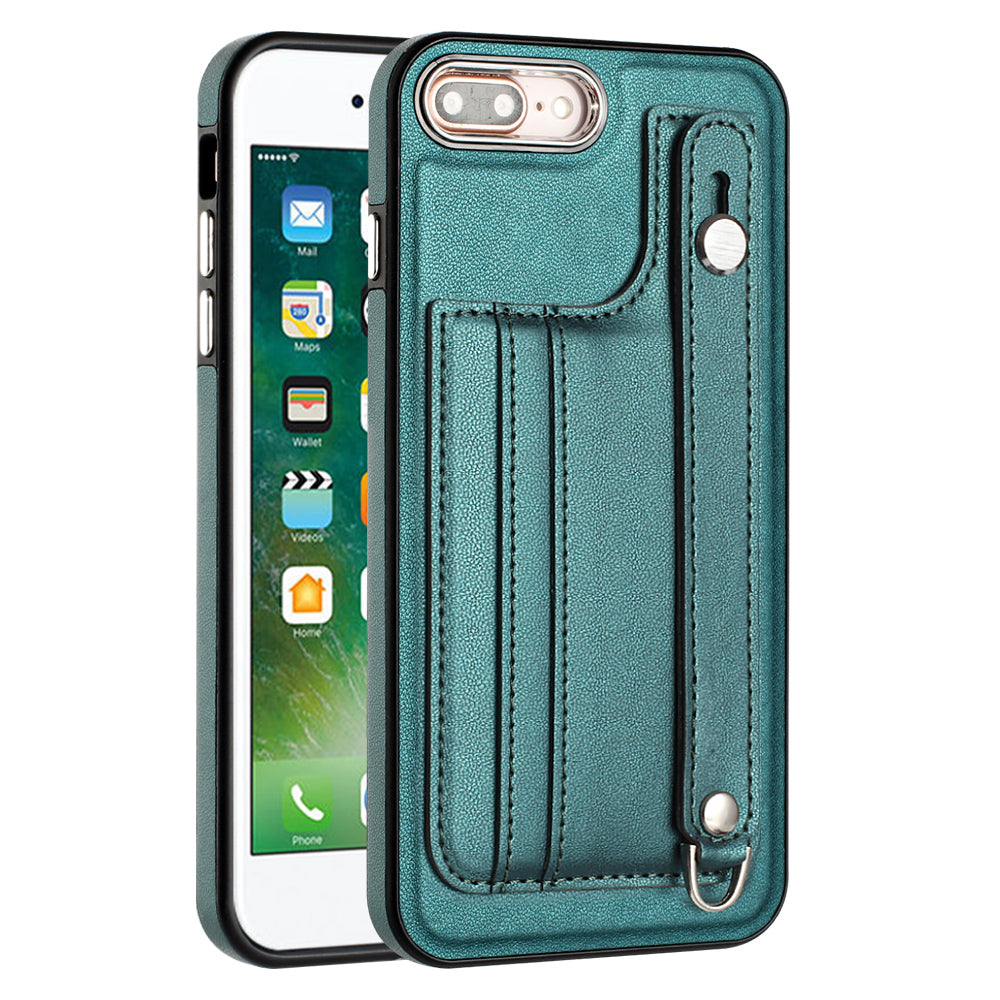 For iPhone 6 Plus / 6s Plus / 7 Plus / 8 Plus 5.5 inch Case YB Leather Coating Series-5 Kickstand TPU Phone Cover with Card Slots