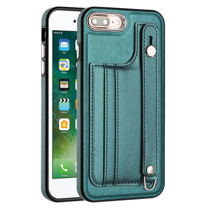 For iPhone 6 Plus / 6s Plus / 7 Plus / 8 Plus 5.5 inch Case YB Leather Coating Series-5 Kickstand TPU Phone Cover with Card Slots