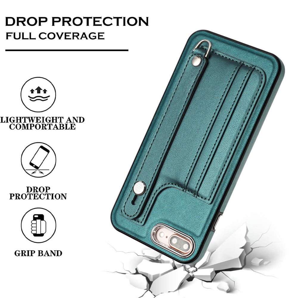 For iPhone 6 Plus / 6s Plus / 7 Plus / 8 Plus 5.5 inch Case YB Leather Coating Series-5 Kickstand TPU Phone Cover with Card Slots