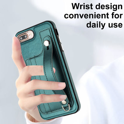 For iPhone 6 Plus / 6s Plus / 7 Plus / 8 Plus 5.5 inch Case YB Leather Coating Series-5 Kickstand TPU Phone Cover with Card Slots