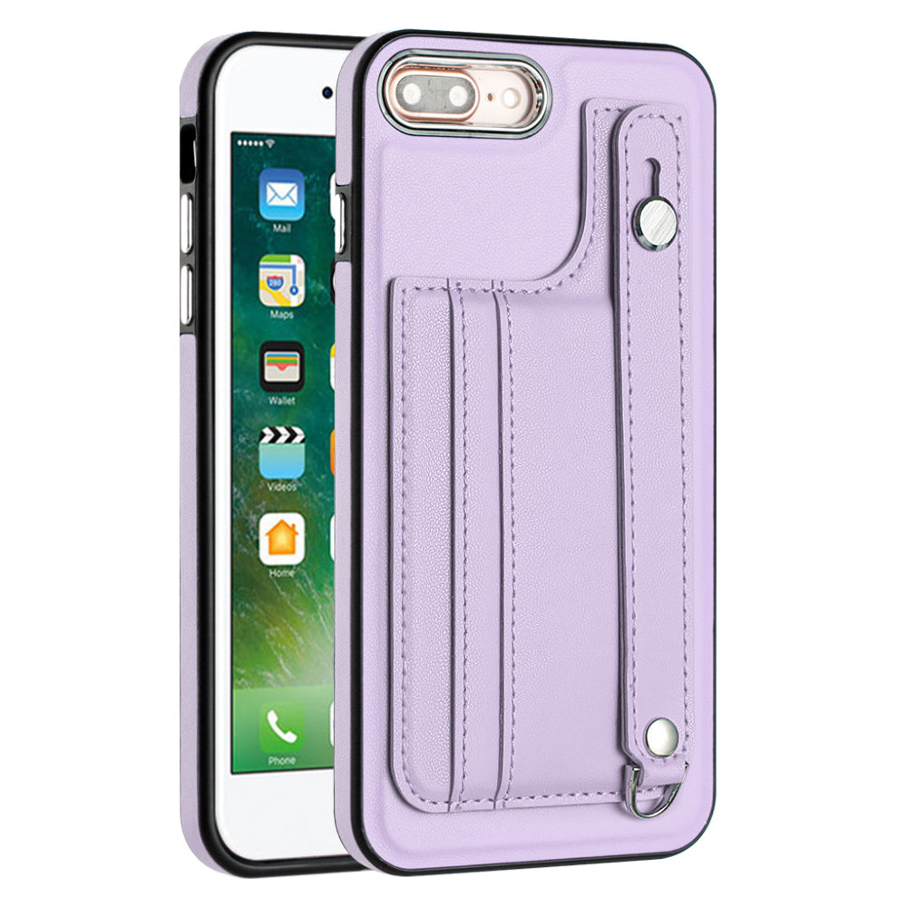 For iPhone 6 Plus / 6s Plus / 7 Plus / 8 Plus 5.5 inch Case YB Leather Coating Series-5 Kickstand TPU Phone Cover with Card Slots