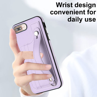 For iPhone 6 Plus / 6s Plus / 7 Plus / 8 Plus 5.5 inch Case YB Leather Coating Series-5 Kickstand TPU Phone Cover with Card Slots