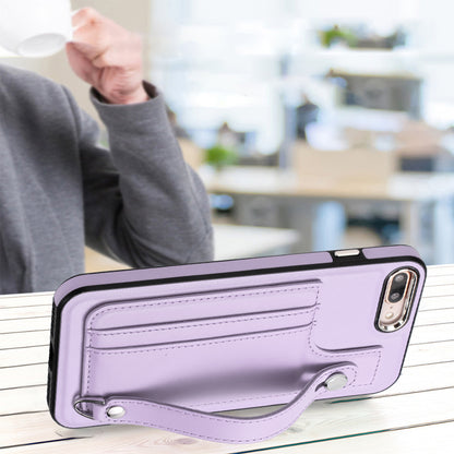 For iPhone 6 Plus / 6s Plus / 7 Plus / 8 Plus 5.5 inch Case YB Leather Coating Series-5 Kickstand TPU Phone Cover with Card Slots