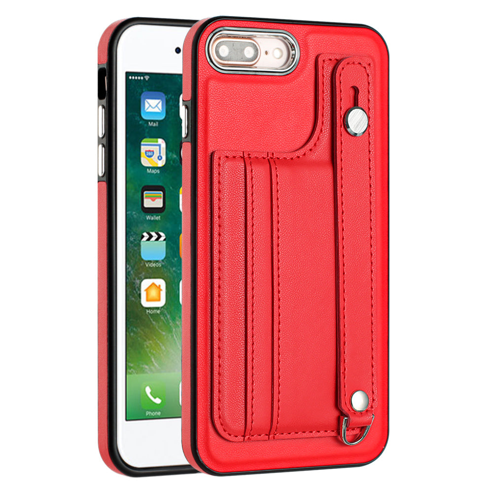 For iPhone 6 Plus / 6s Plus / 7 Plus / 8 Plus 5.5 inch Case YB Leather Coating Series-5 Kickstand TPU Phone Cover with Card Slots