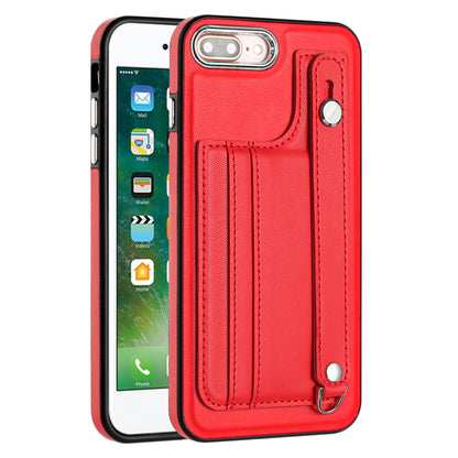 For iPhone 6 Plus / 6s Plus / 7 Plus / 8 Plus 5.5 inch Case YB Leather Coating Series-5 Kickstand TPU Phone Cover with Card Slots