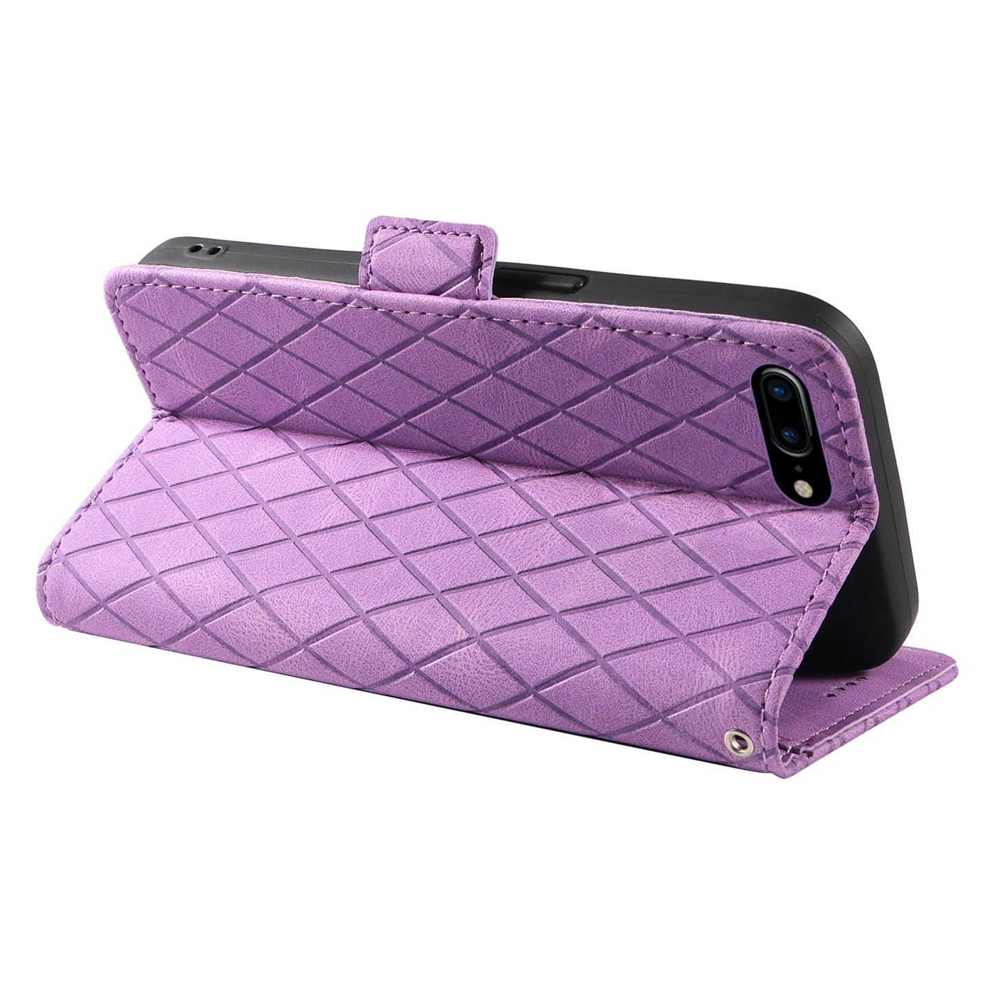 For iPhone 6 Plus / 6s Plus / 7 Plus / 8 Plus 5.5 inch Stand Cover Color Splicing Rhombus Imprinted Phone Leather Wallet Case