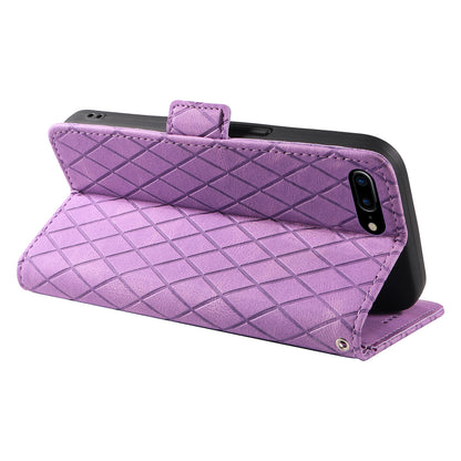 For iPhone 6 Plus / 6s Plus / 7 Plus / 8 Plus 5.5 inch Stand Cover Color Splicing Rhombus Imprinted Phone Leather Wallet Case