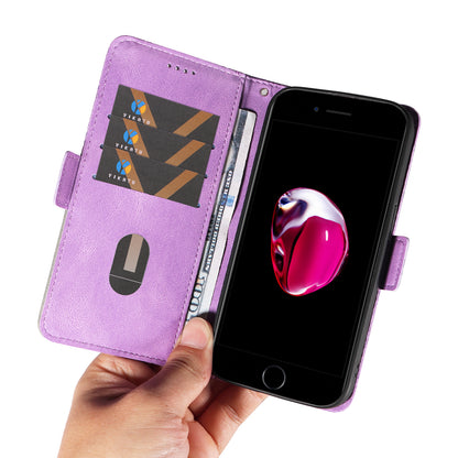 For iPhone 6 Plus / 6s Plus / 7 Plus / 8 Plus 5.5 inch Stand Cover Color Splicing Rhombus Imprinted Phone Leather Wallet Case