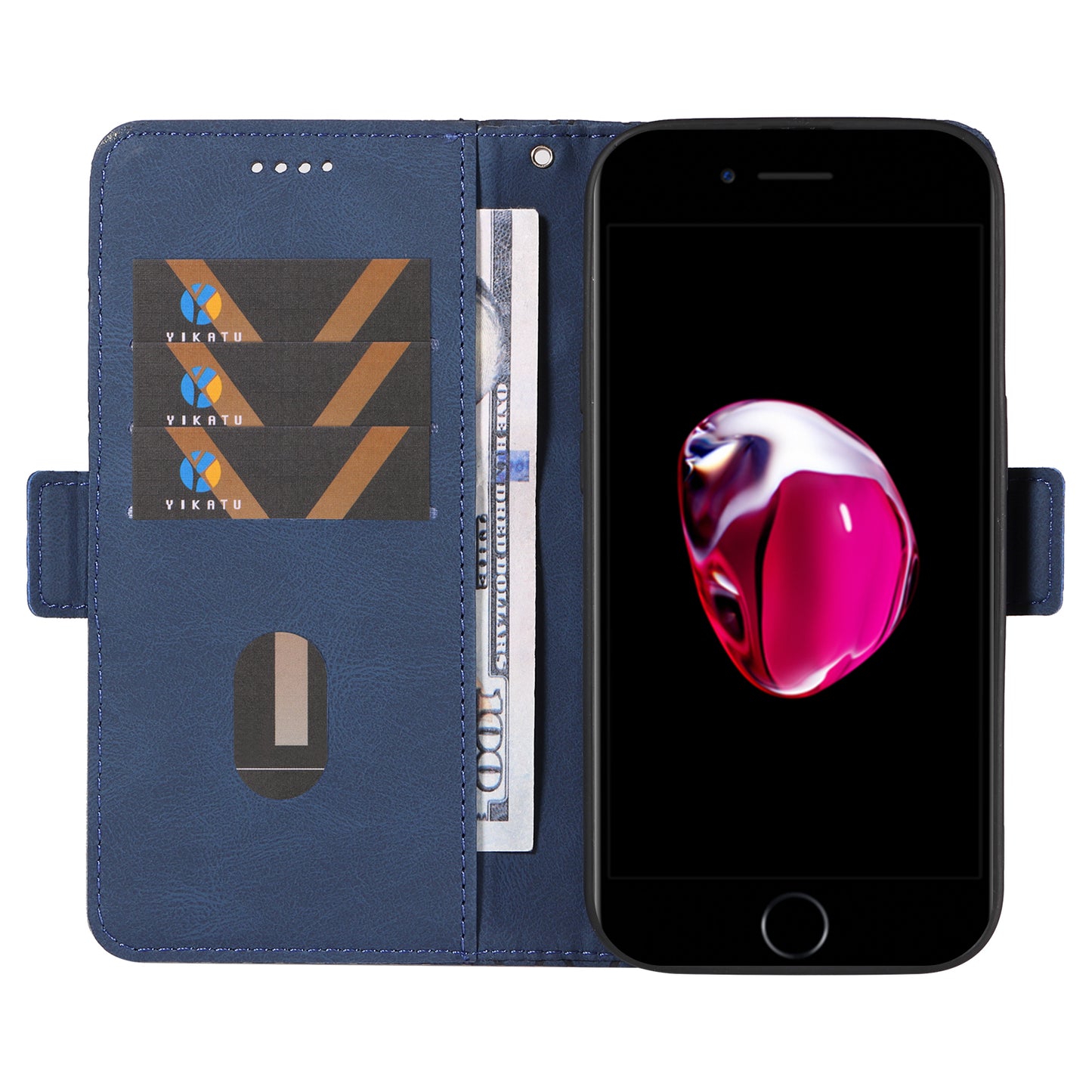 For iPhone 6 Plus / 6s Plus / 7 Plus / 8 Plus 5.5 inch Stand Cover Color Splicing Rhombus Imprinted Phone Leather Wallet Case