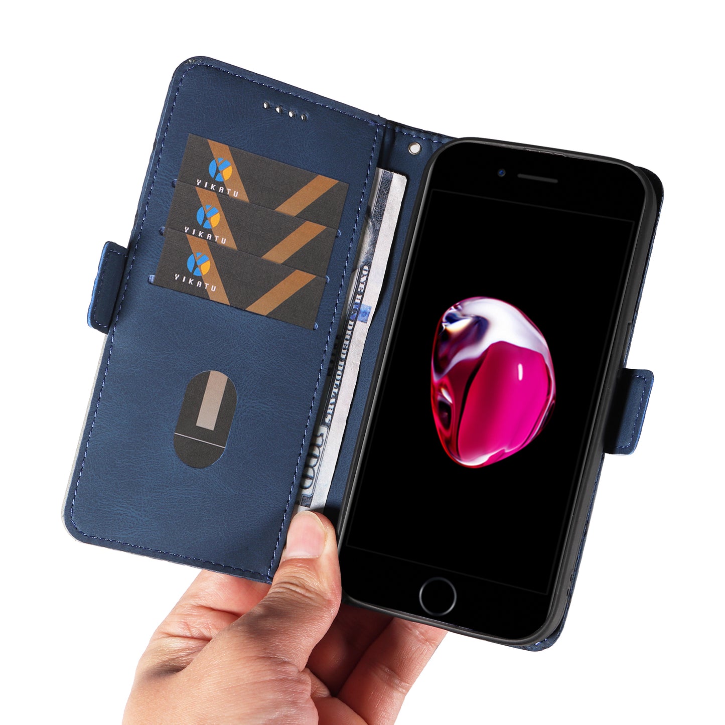 For iPhone 6 Plus / 6s Plus / 7 Plus / 8 Plus 5.5 inch Stand Cover Color Splicing Rhombus Imprinted Phone Leather Wallet Case