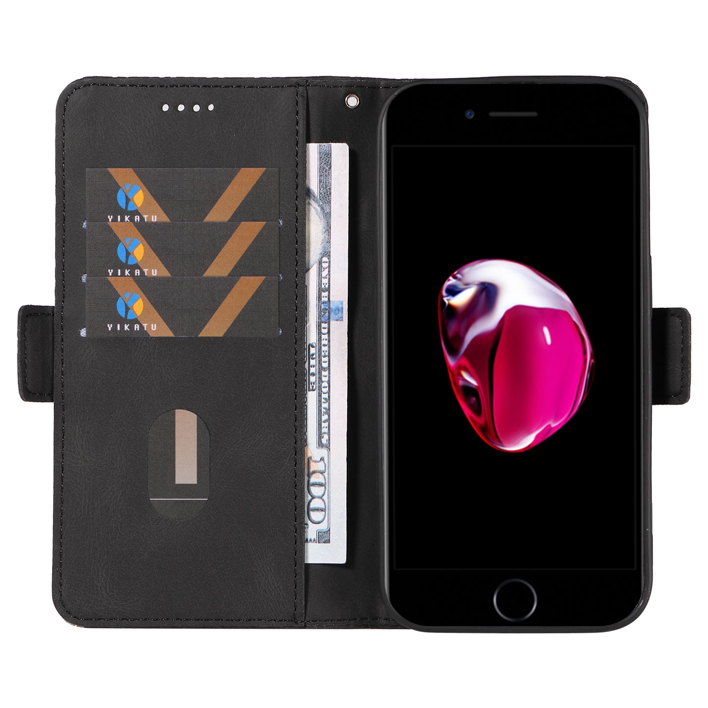 For iPhone 6 Plus / 6s Plus / 7 Plus / 8 Plus 5.5 inch Stand Cover Color Splicing Rhombus Imprinted Phone Leather Wallet Case