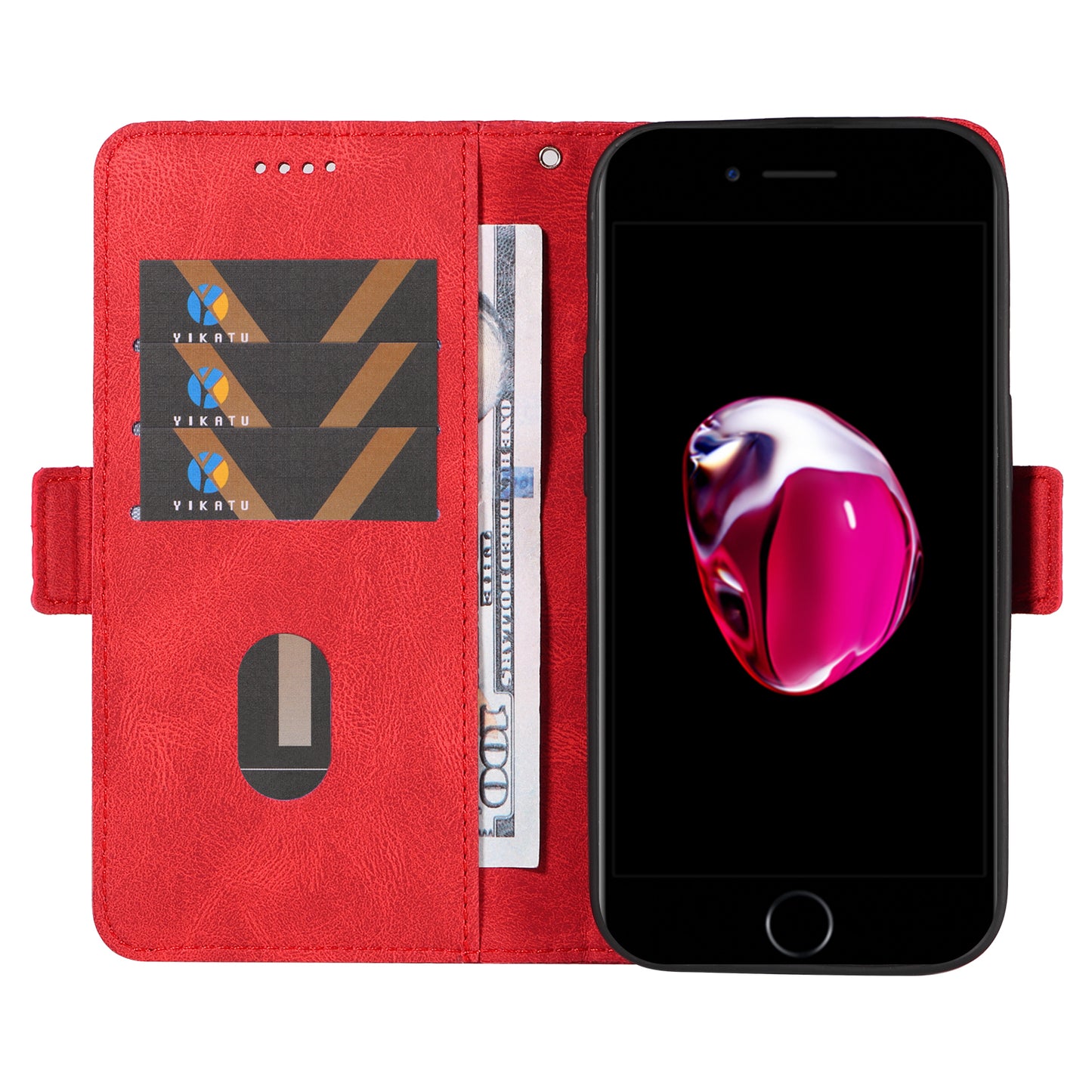 For iPhone 6 Plus / 6s Plus / 7 Plus / 8 Plus 5.5 inch Stand Cover Color Splicing Rhombus Imprinted Phone Leather Wallet Case