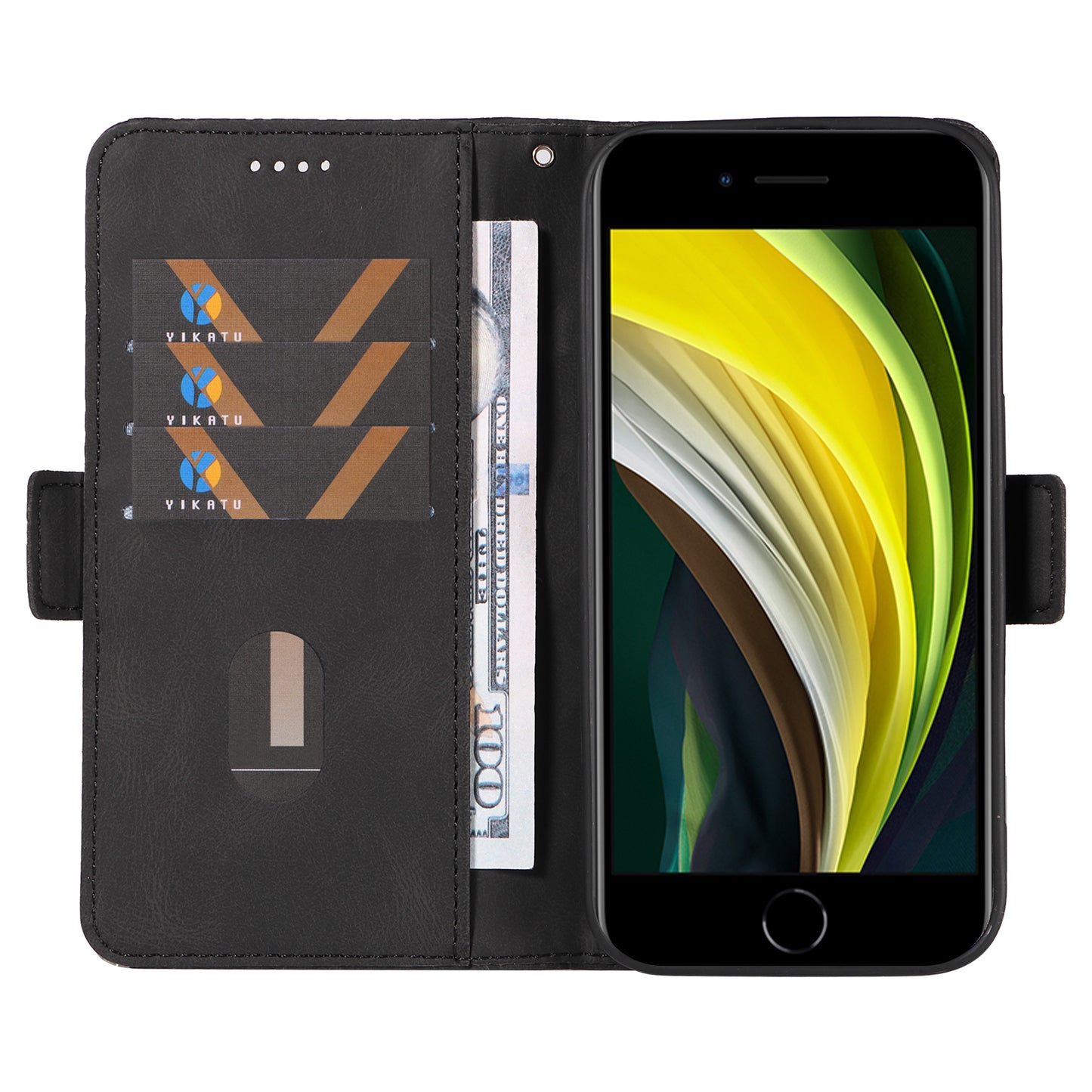 For iPhone 6 / 6s / 7 / 8 / SE (2020) / SE (2022) Rhombus Imprinted Stand Cover Color Splicing Phone Leather Wallet Case