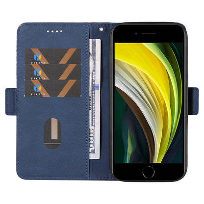 For iPhone 6 / 6s / 7 / 8 / SE (2020) / SE (2022) Rhombus Imprinted Stand Cover Color Splicing Phone Leather Wallet Case