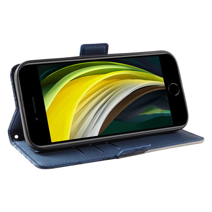 For iPhone 6 / 6s / 7 / 8 / SE (2020) / SE (2022) Rhombus Imprinted Stand Cover Color Splicing Phone Leather Wallet Case