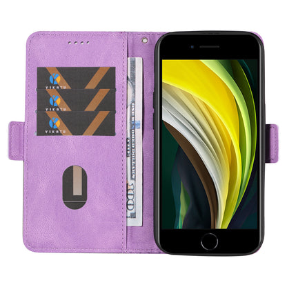 For iPhone 6 / 6s / 7 / 8 / SE (2020) / SE (2022) Rhombus Imprinted Stand Cover Color Splicing Phone Leather Wallet Case
