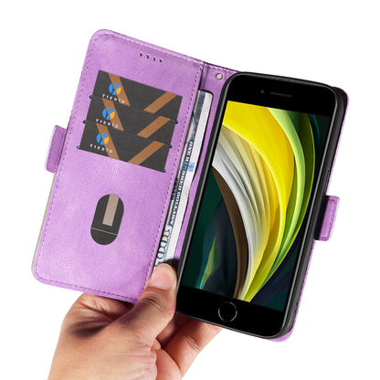 For iPhone 6 / 6s / 7 / 8 / SE (2020) / SE (2022) Rhombus Imprinted Stand Cover Color Splicing Phone Leather Wallet Case