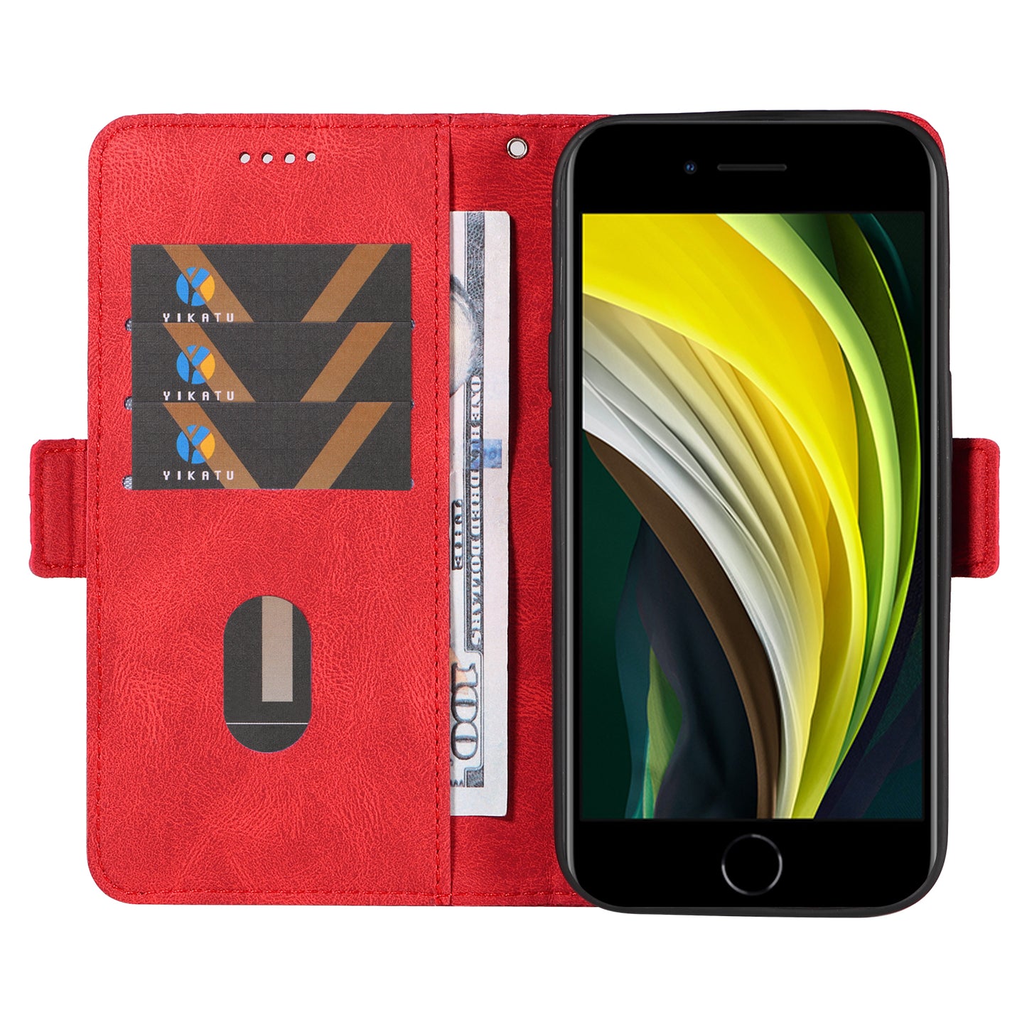 For iPhone 6 / 6s / 7 / 8 / SE (2020) / SE (2022) Rhombus Imprinted Stand Cover Color Splicing Phone Leather Wallet Case