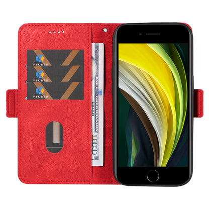 For iPhone 6 / 6s / 7 / 8 / SE (2020) / SE (2022) Rhombus Imprinted Stand Cover Color Splicing Phone Leather Wallet Case