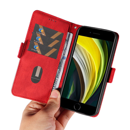 For iPhone 6 / 6s / 7 / 8 / SE (2020) / SE (2022) Rhombus Imprinted Stand Cover Color Splicing Phone Leather Wallet Case