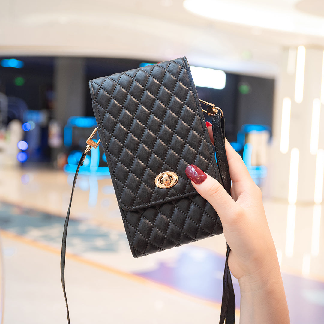 BFB01 Vertical Style PU Leather Shoulder Bag Wallet Coin Purse Pattern Imprinted Card Phone Pouch with Strap