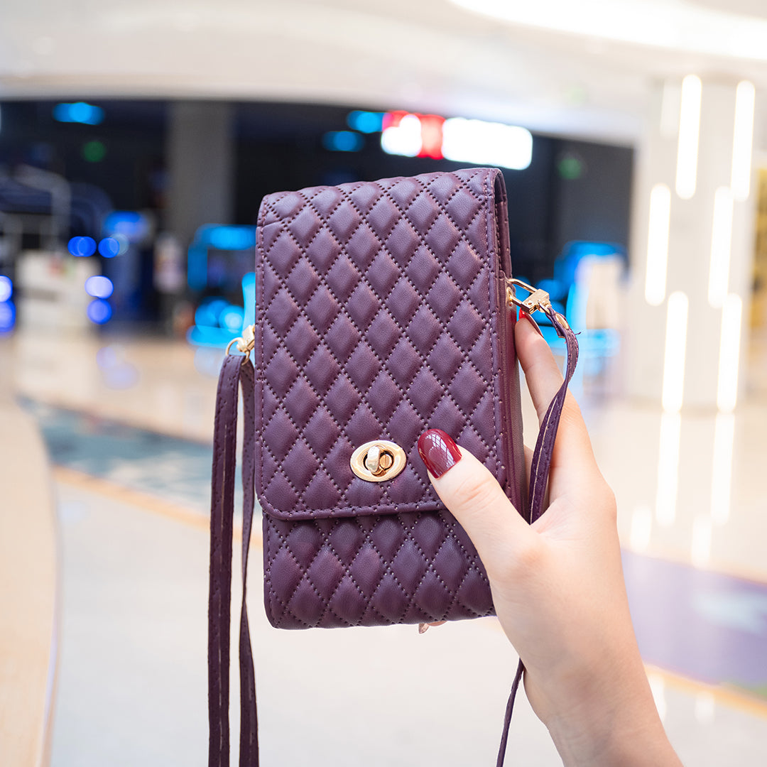 BFB01 Vertical Style PU Leather Shoulder Bag Wallet Coin Purse Pattern Imprinted Card Phone Pouch with Strap