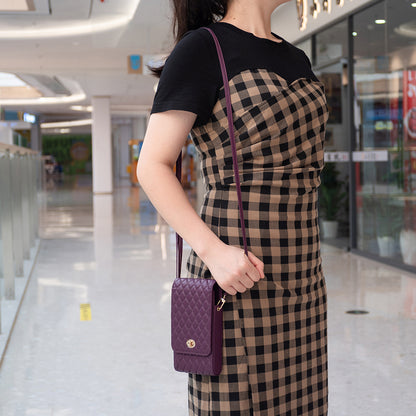 BFB01 Vertical Style PU Leather Shoulder Bag Wallet Coin Purse Pattern Imprinted Card Phone Pouch with Strap