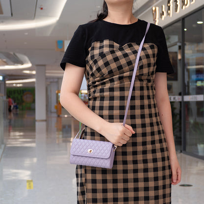 BFB02 Horizontal Style Pattern Imprinted PU Leather Wallet Phone Bag Card Coin Purse Cell Phone Shoulder Pouch with Strap