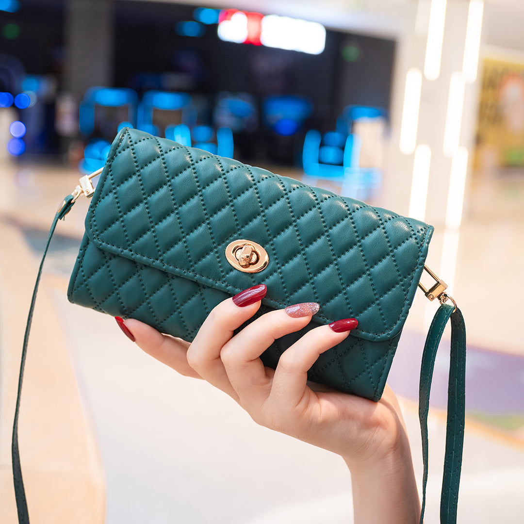 BFB02 Horizontal Style Pattern Imprinted PU Leather Wallet Phone Bag Card Coin Purse Cell Phone Shoulder Pouch with Strap