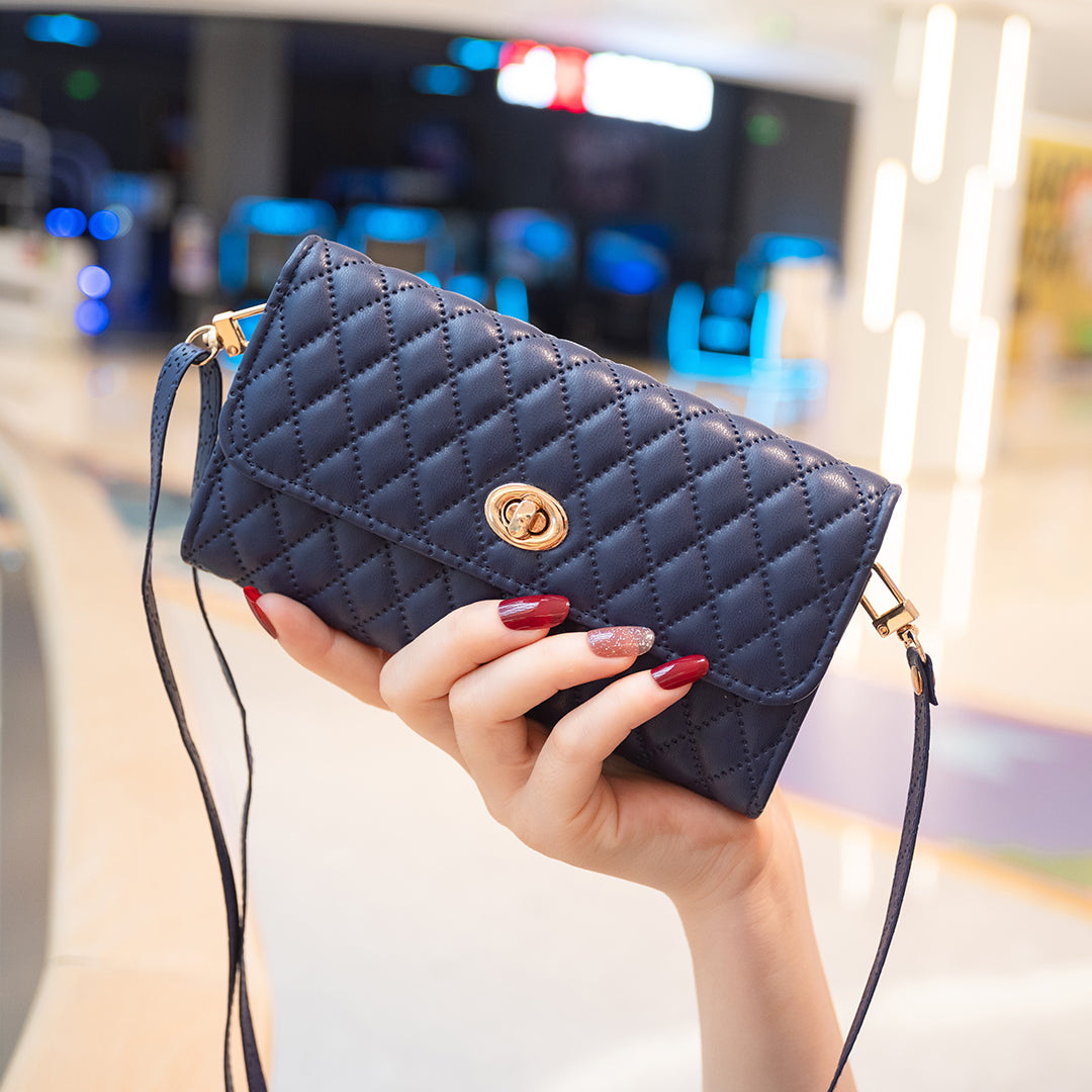 BFB02 Horizontal Style Pattern Imprinted PU Leather Wallet Phone Bag Card Coin Purse Cell Phone Shoulder Pouch with Strap