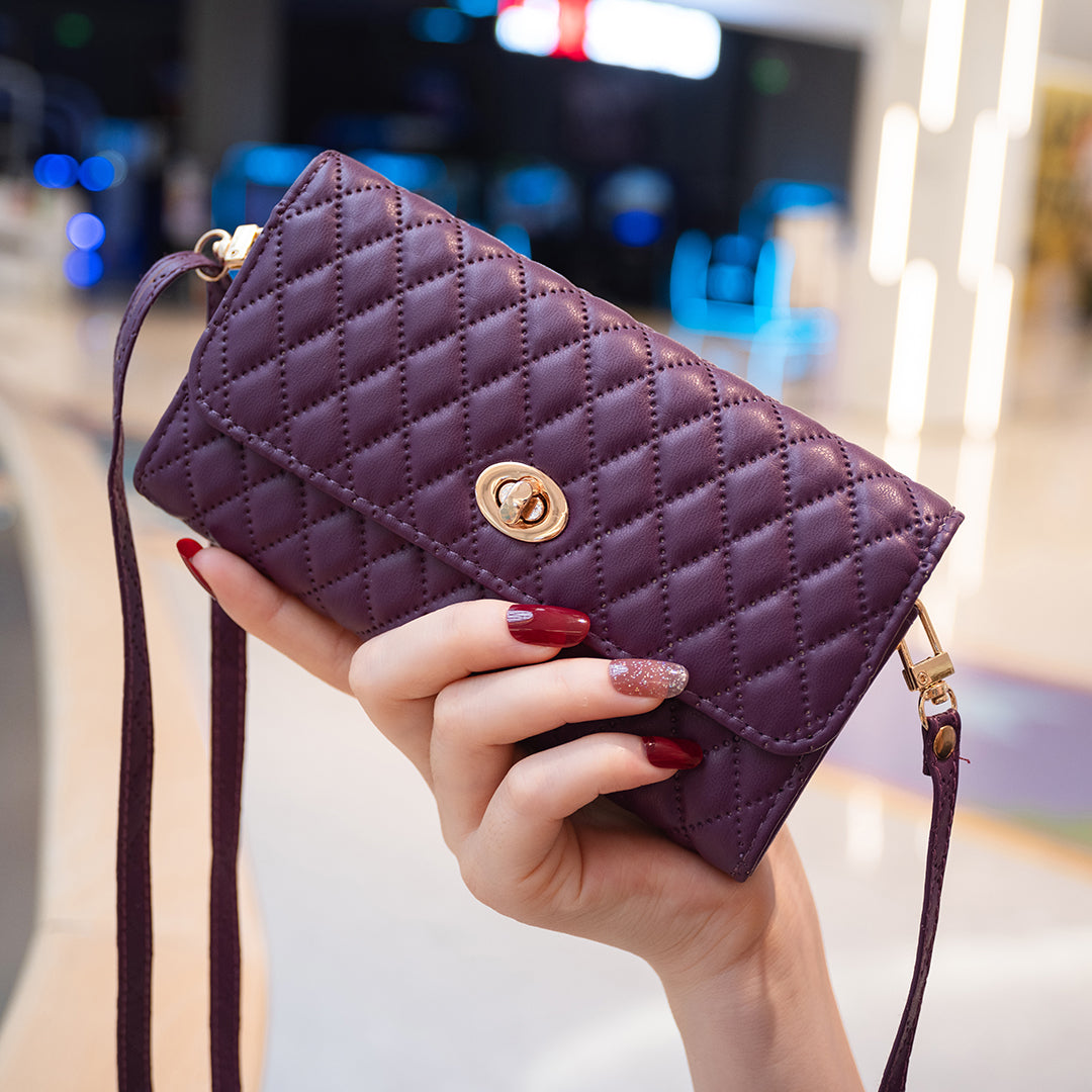 BFB02 Horizontal Style Pattern Imprinted PU Leather Wallet Phone Bag Card Coin Purse Cell Phone Shoulder Pouch with Strap