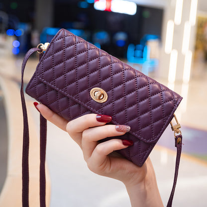 BFB02 Horizontal Style Pattern Imprinted PU Leather Wallet Phone Bag Card Coin Purse Cell Phone Shoulder Pouch with Strap