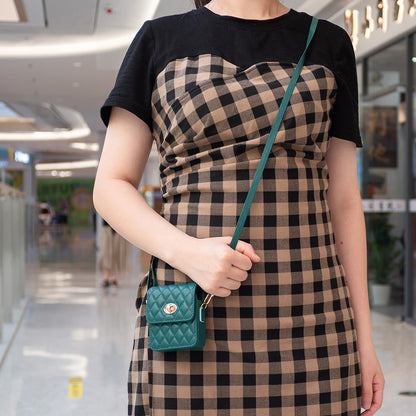 BFB03 PU Leather Mini Bag for Folding Cell Phones Card Wallet Coin Purse Pattern Imprinted Shoulder Pouch with Strap