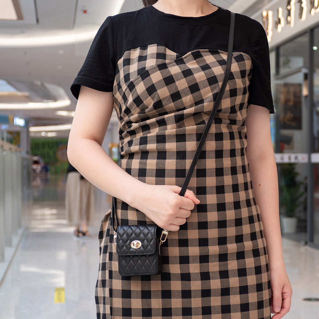 BFB03 PU Leather Mini Bag for Folding Cell Phones Card Wallet Coin Purse Pattern Imprinted Shoulder Pouch with Strap