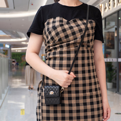 BFB03 PU Leather Mini Bag for Folding Cell Phones Card Wallet Coin Purse Pattern Imprinted Shoulder Pouch with Strap