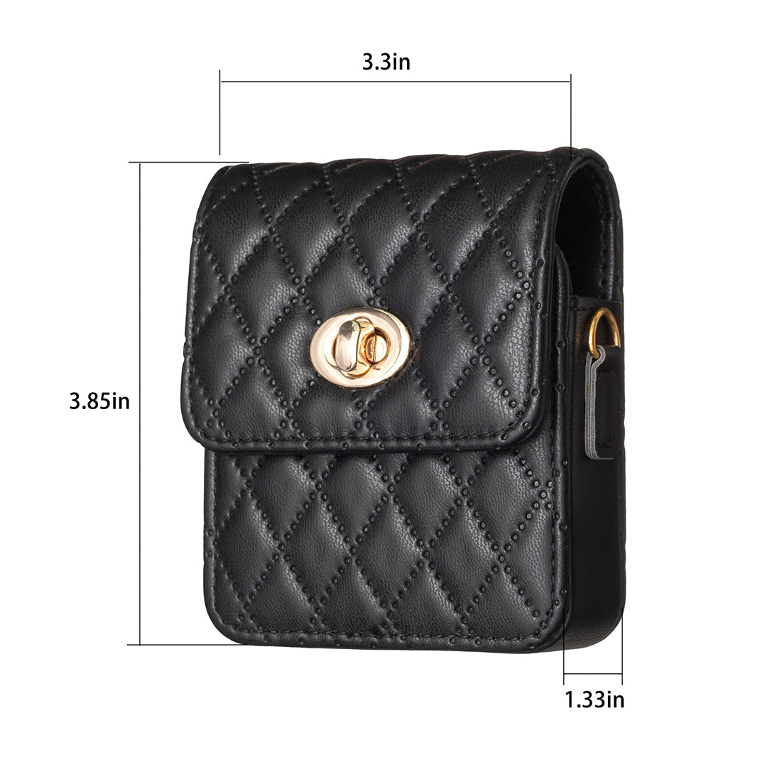 BFB03 PU Leather Mini Bag for Folding Cell Phones Card Wallet Coin Purse Pattern Imprinted Shoulder Pouch with Strap
