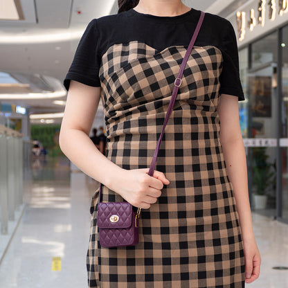 BFB03 PU Leather Mini Bag for Folding Cell Phones Card Wallet Coin Purse Pattern Imprinted Shoulder Pouch with Strap