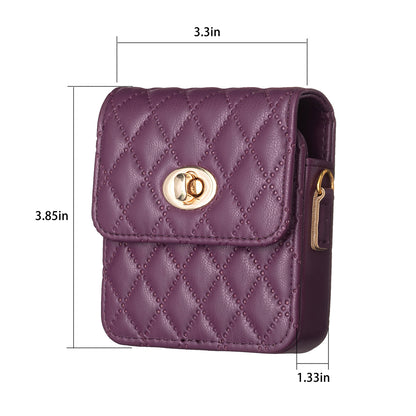 BFB03 PU Leather Mini Bag for Folding Cell Phones Card Wallet Coin Purse Pattern Imprinted Shoulder Pouch with Strap